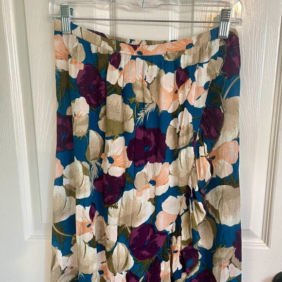 O'Neill Blue Purple Floral Print Pull-On Ruffle Long Skirt Viscose Size Small - Picture 2 of 7